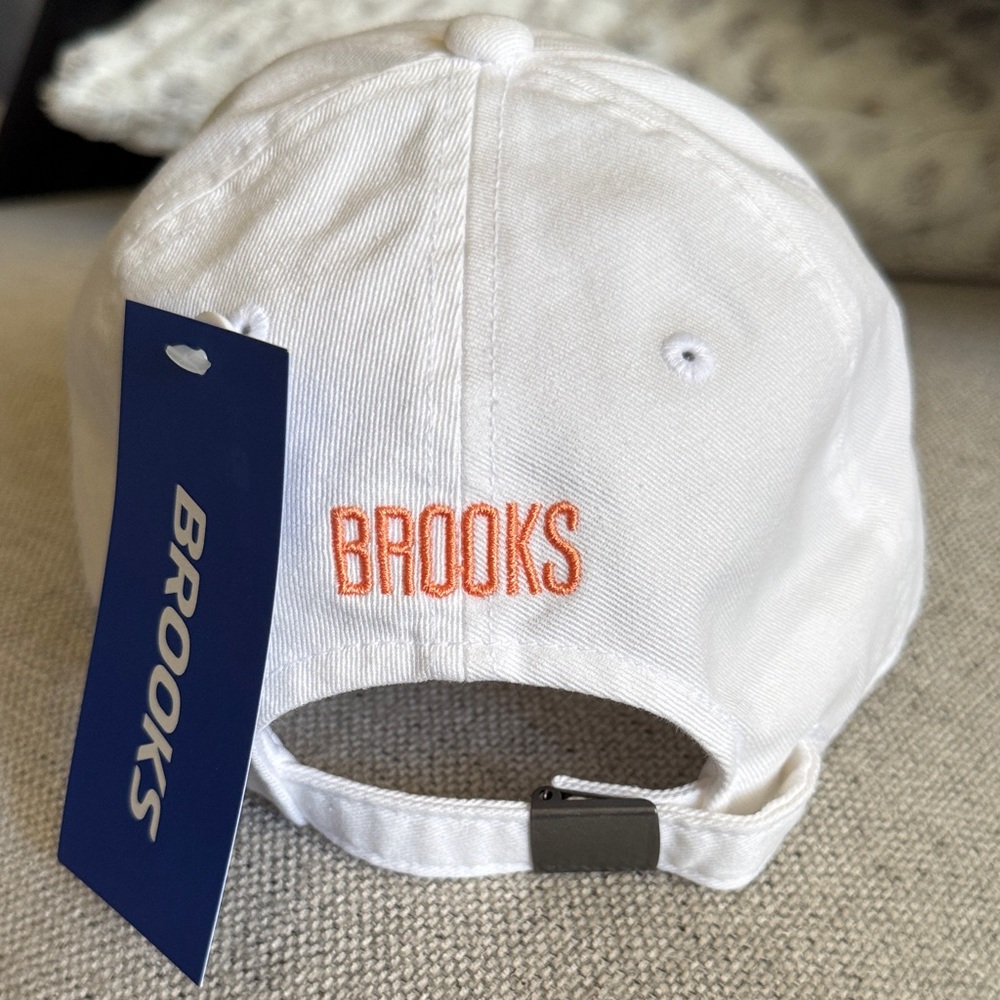Brooks White Hat with Orange Emblem - Picture 3 of 5